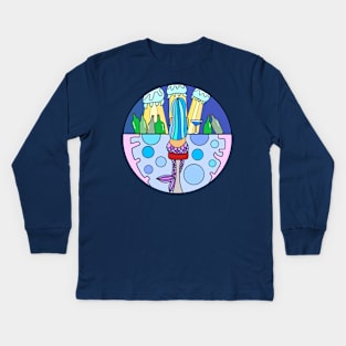 Mermaid at Bar Kids Long Sleeve T-Shirt